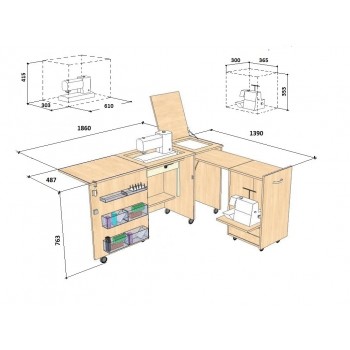 Стол для швейной машины и оверлока Комфорт-3XL